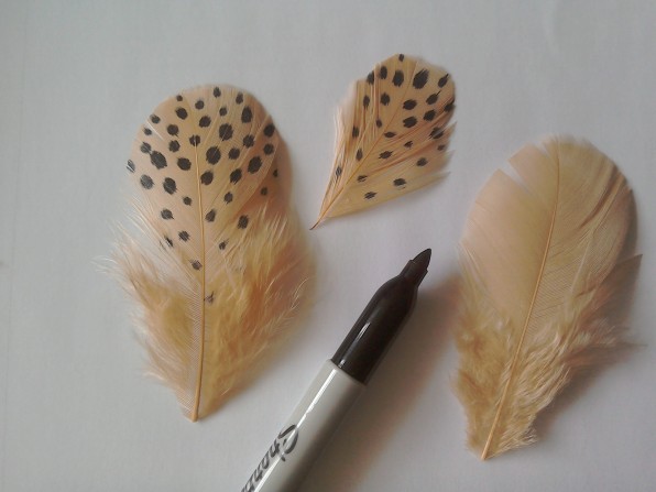 Making plain feathers spotty